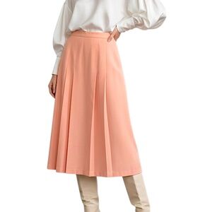 Vintage 80s Koret peach coral union made pleated old money pleated midi skirt 10